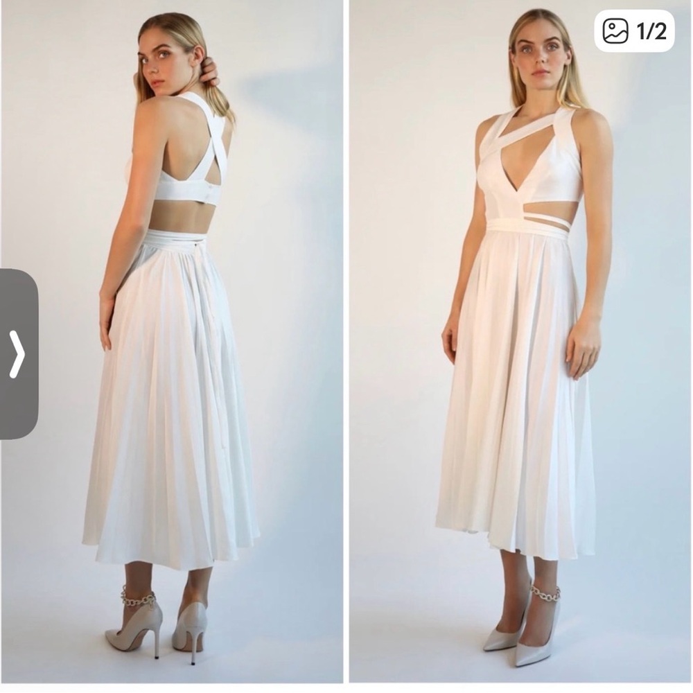 NWT Auteur Studio White SILK pleated maxi dress
